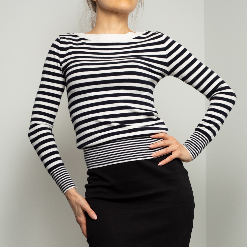 MUDO Black and white striped sweater French style